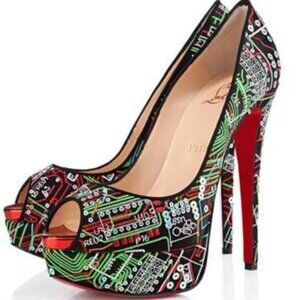 Christian Louboutin “Lady Peep Geek” Open-toe Heels, Size IT 38, US 8